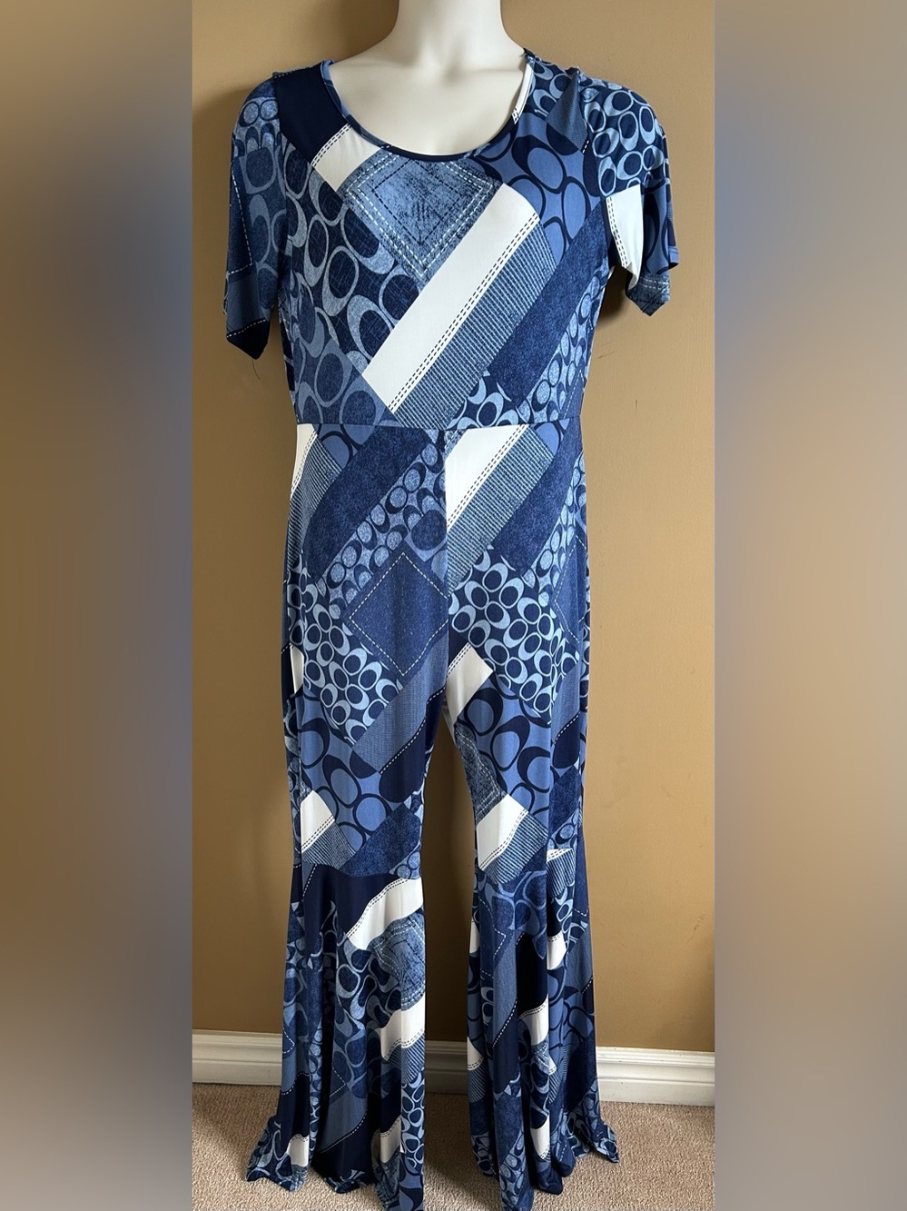 Hippie/Boho Women’s Jumpsuit - Blue & White